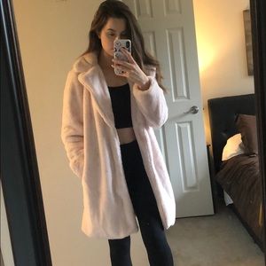 NWOT Oversized pastel pink faux fur coat